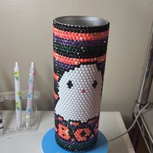 Colorful Beaded Ghost TumblerHalloween Tumbler